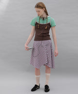 Checked Asymmetric Skirt - Pink