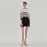 (Z-PT-5406)ESSENTIAL COTTON TUCK HALF PANTS S