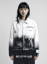 BBD アングザイエティ スモーク グラフィック デニム ジャケット (White)