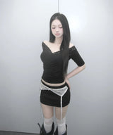 sue lace wrap off top (3colors)