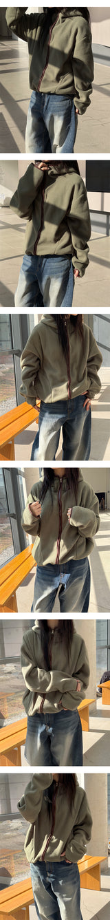 [Unisex]ラインフリース フード ジップアップ(3color)