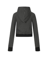 DIAGONAL PATCHED STRIPE HOODED ZIP-UP_CHARCOAL
