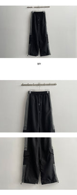 ブラックグレーカラードカーゴワイドパンツ