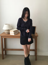 Slim U-neck stripe T