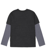 レイヤードストライプTシャツ チャコール