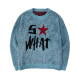 So What Hairy Knit Sweater Turquoise