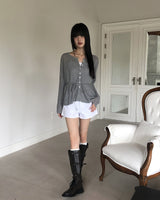 シジューシースルーニット長袖カーディガン