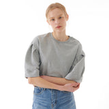 PIN TUCK PUFF T-SHIRT GRAY