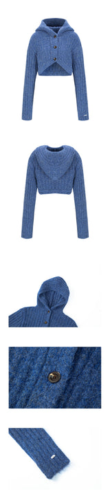 CROPPED HOODIE CARDIGAN - BLUE