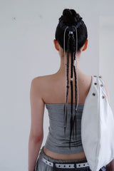 EYELET LEATHER BAG - LARGE (WHITE)