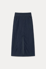 Front Slit Long Skirt_Navy