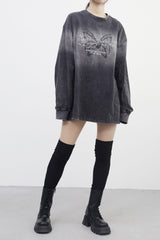 (Unisex) ヘックスバタフライウォッシングロングTシャツ
