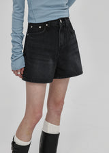 [B-DENIM] ウォッシングショート012 - BLACK