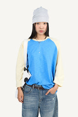 スラブカラーマッチングラグラン7分袖Tシャツ