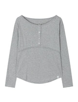 PLACKET RIBBED T-SHIRT(GREY)