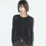 3-Way Button Layered Long Sleeve (Black) F25QB079