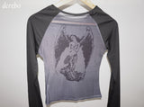 Back see-through angel long-sleeved t-shirt