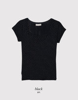 Dot Slim U-neck Short Sleeve T-shirt (3color)
