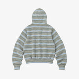 Stripe Knit Zip-Up Hoodie_Grey