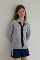 Black jacquard slim scarf