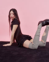 LACE GATER FRILL SKIRT [BLACK]