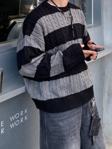 Twisted Stripe Round Knitwear (4color)
