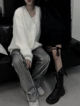 overfit blanc angora knit cardigan (unisex)