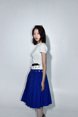 [pepe]cotton pleated wrap skirt (blue)