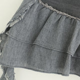 Ruffle Ribbon Asymmetric Mini Skirt