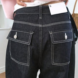 Modi Back Pocket Balloon Fit Raw Indigo Denim Jeans 1 Color