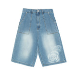 Fire Rose Bermuda Denim Pants Blue