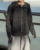 Angle Knit Zip-up with Hand Warmers