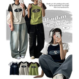 リンカカラーラグランクロップショートスリーブTシャツ