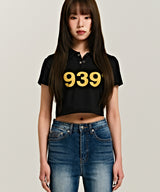 939 ロゴカラークロップトップ (ブラック)