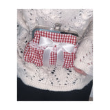 ミディアムレッド ヴィンテージリボン フレームバッグ (handmade bag)