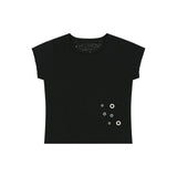 グランジクローレオパードアイレットTシャツ - ブラック