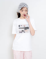 DELAY OFF キャットグラフィックTシャツ (ホワイト)