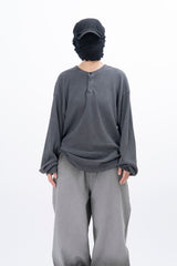 Luo Pigment Henley Neck Long Sleeve T-Shirt
