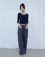 Sqare neked baby tee - Navy