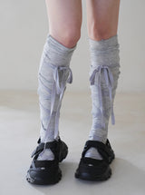 cross ribbon high socks