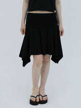 SOFT CONTRAST FLARE SKIRT(BLACK)