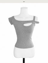 hope one : off-shoulder uneven tension top