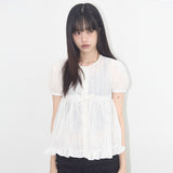 シャーリングパフブラウス (WHITE) F25QB115
