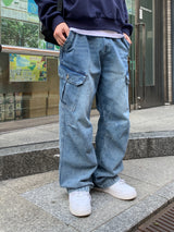 Tachi washed cargo denim pants