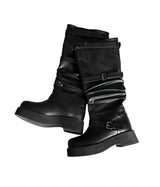 1201 Belted Platform Long Boots (5cm)
