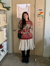 Farmt Corduroy Banding Frill Midi Skirt
