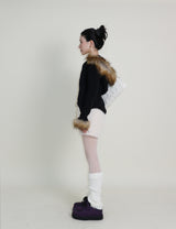デッカウルフジョットフード付きファーニットジップアップジャケット (Wool Jacket)