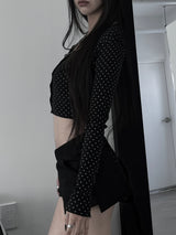 dot button cropped cardigan (2color)