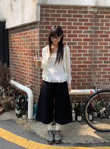 Gentil Frill Dot Layered Sleeveless Cardigan Set