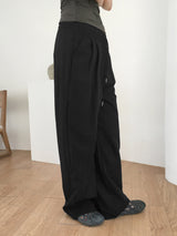 Weba Nylon Pintuck Banding Long Wide Pants